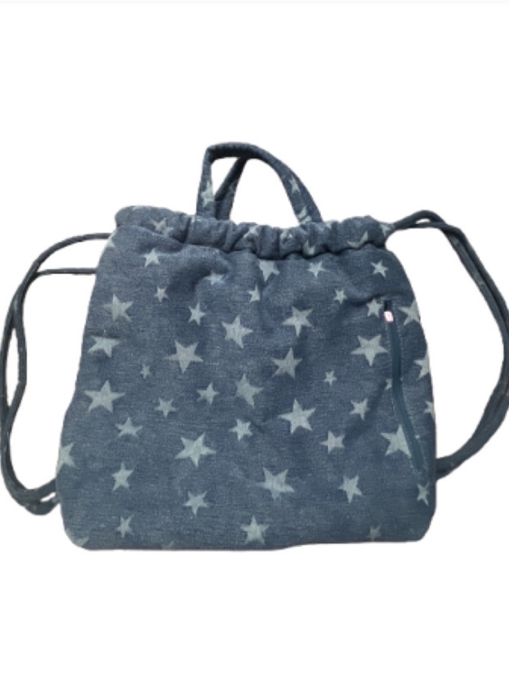 Wildfox Blue Star-Print Denim Drawstring Summer‎ bag Backpack - Picture 3 of 9